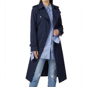 Rokh Twisted Asymmetric Navy Blue Belted Trench Coat, Size 2-4